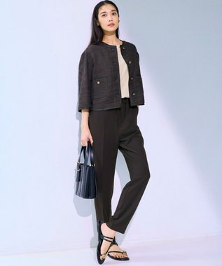 23区 【洗える】レーヨンポリエステルストレッチ プルオーバー ラメニット ゴールド系