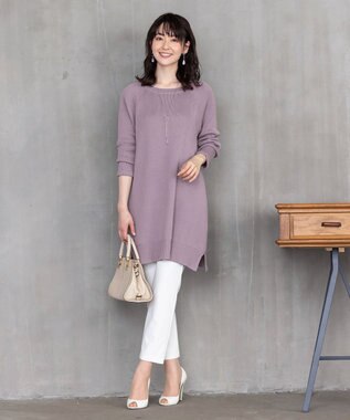 Tiaclasse L 【洗える】リラックス感のあるラグランスリーブニット ラベンダー