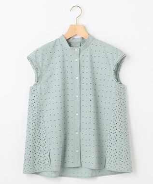 組曲 L エンブロイダリーレースノースリーブ ブラウス スモーキーミント系