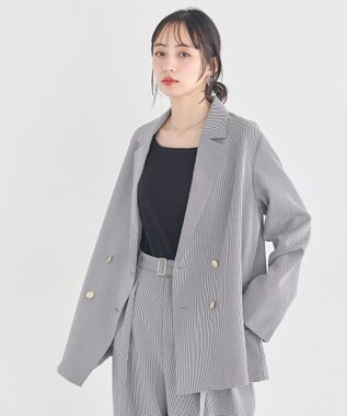 earth music&ecology 【予約】アソート金ボタンジャケット チェック