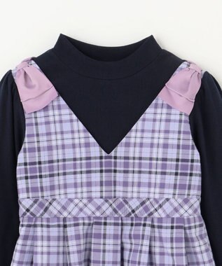 ANY KIDS ドッキングチェックワンピース ラベンダー