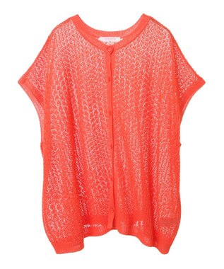 Green Parks 透かし柄ポンチョニットカーディガン Orange