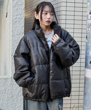 WEGO 【ユニセックス着用ITEM】PUパファーブルゾン ブラックその他