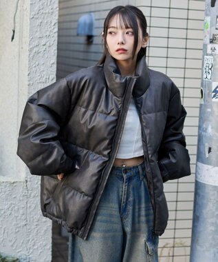 WEGO 【ユニセックス着用ITEM】PUパファーブルゾン ブラックその他