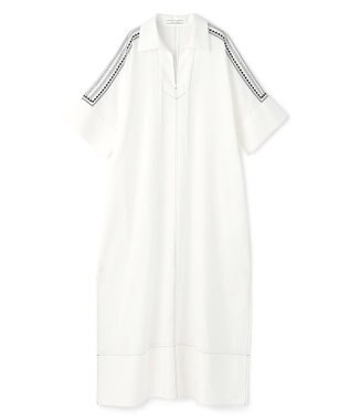 BEIGE， AXI / 刺繍ステッチ ドルマンロングドレス Ecru