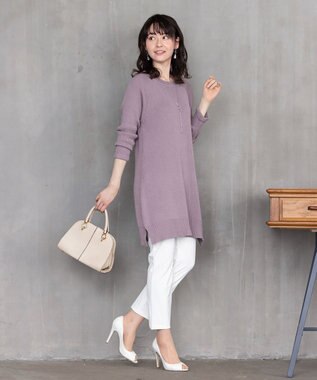 Tiaclasse L 【洗える】リラックス感のあるラグランスリーブニット ラベンダー