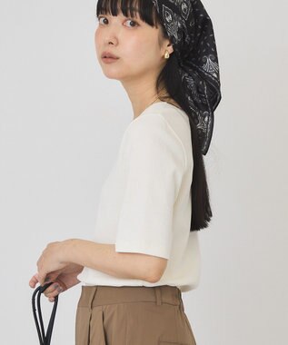 AMERICAN HOLIC スクエアネック5分袖プルオーバー Off White