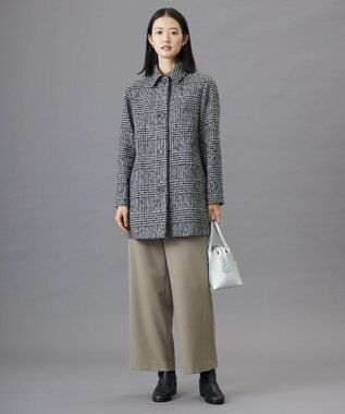 J.PRESS LADIES ループCheck ステンカラー コート ホワイト×ブラック系
