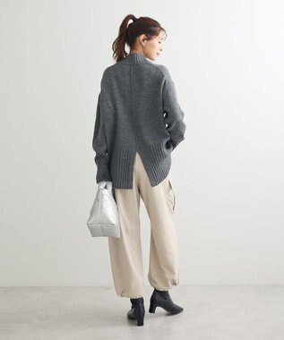 Green Parks 洗えるモックネックニットプルオーバー Gray Mixture