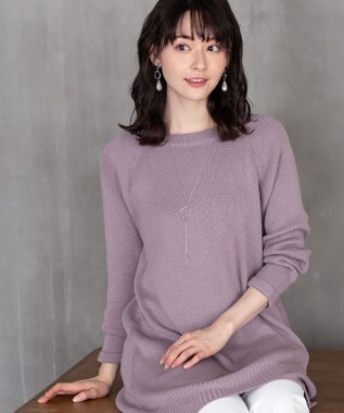 Tiaclasse L 【洗える】リラックス感のあるラグランスリーブニット ラベンダー