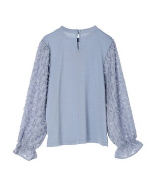 Green Parks 袖ジャガードドッキングプルオーバー Sax