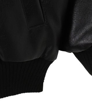 WEGO ヴィンテージライクFレザーRVブルゾン ブラック