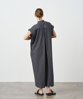 ATON AT COTTON CLOTH | バンドカラードレス CHARCOAL GRAY