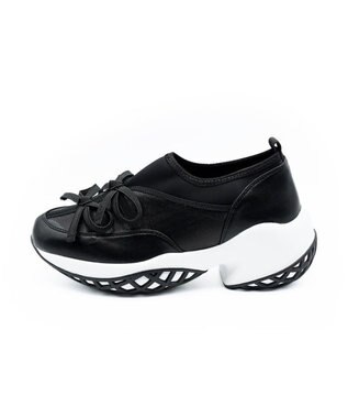 APOM ウォーターレジストプラットフォームリボンスニーカー ブラック
