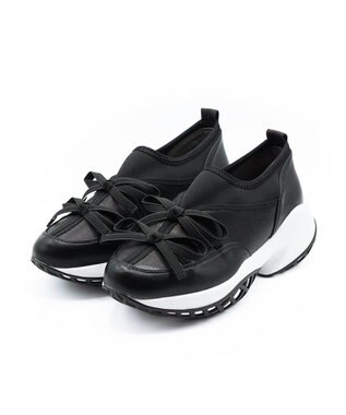 APOM ウォーターレジストプラットフォームリボンスニーカー ブラック