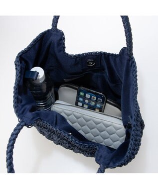 UNBILLION カシュカシュ cachecache / 柄編みベーシックトート カゴバッグ ネイビー