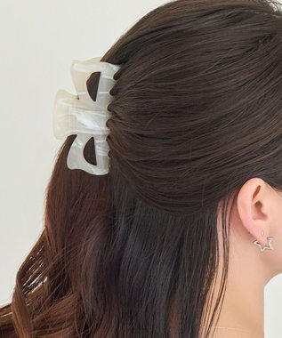  マーブルカラーバンスクリップ　ホワイト