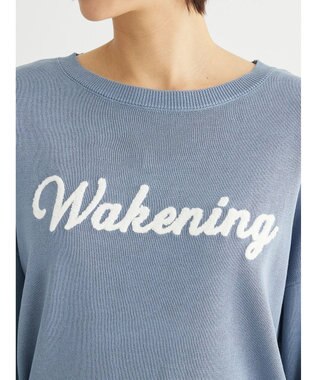 Green Parks さがら刺繍入りニットプルオーバー Sax