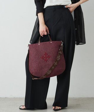 russet スリム2WAYトートバッグ <ナイロンラフィア>(CE-1717-WEB) Bordeaux