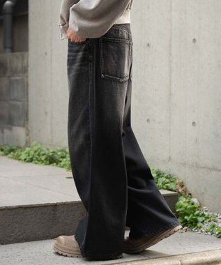 WEGO 【SMLサイズ展開】エクストラバギーデニムパンツ デニムブラックソノタ