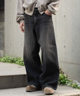 WEGO 【SMLサイズ展開】エクストラバギーデニムパンツ デニムブラックソノタ