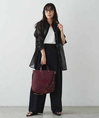 russet スリム2WAYトートバッグ <ナイロンラフィア>(CE-1717-WEB) Bordeaux