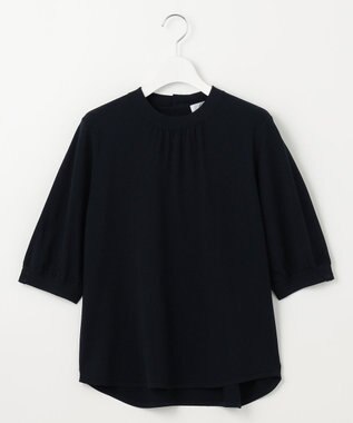 J.PRESS LADIES L 【洗える】レーヨンエリートストレッチ ギャザースリーブ ニット ネイビー系