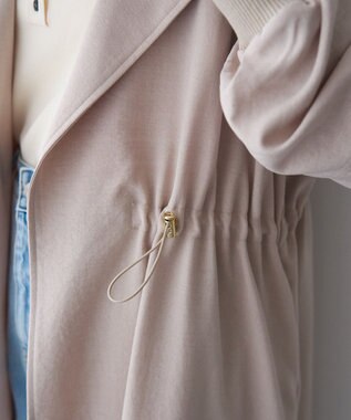 YECCA VECCA ノーカラーラペルロングコート Gray Beige