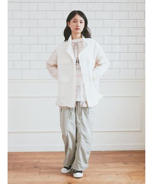 earth music&ecology ミリタリースタンドカラーベスト Off White