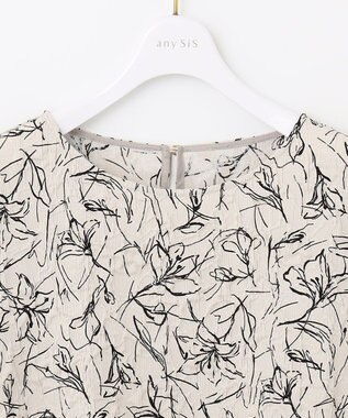 ANY SIS 【洗える】フラワーフクレジャガード ブラウス アイボリー×ブラック