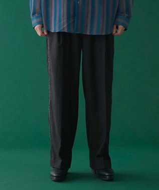 WEGO 刺繍ラインワイドスラックス ブラック