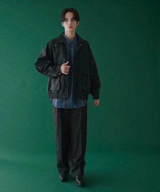 WEGO 刺繍ラインワイドスラックス ブラック