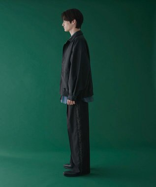 WEGO 刺繍ラインワイドスラックス ブラック