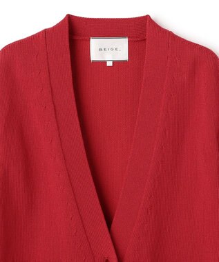 BEIGE， HELIODOR / マリンボタンクロップドカーディガン Red