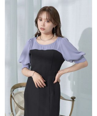 earth music&ecology パイピング衿付きドッキングワンピース Black