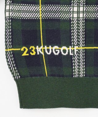 23区GOLF 【MEN】チェックジャガード　クルーネック  ニット ダークグリーン系3