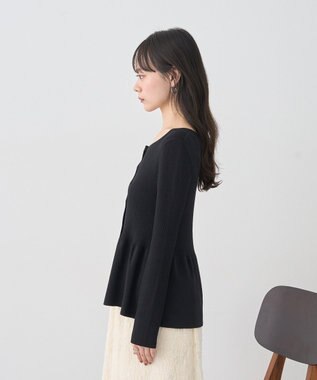 earth music&ecology 【接触冷感】ペプラムニットカーディガン Black