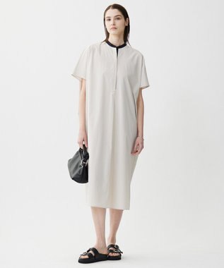 ICB L 【接触冷感・UVカット・洗える】RENUソフトタイプライター バンドカラーワンピース トープ×ブラック系