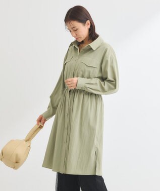 Green Parks ミディ丈ミリタリーシャツワンピース Khaki