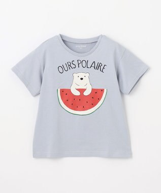 ANY KIDS 接触冷感 ミラクルプリント Tシャツ サックスブルー×スイカ