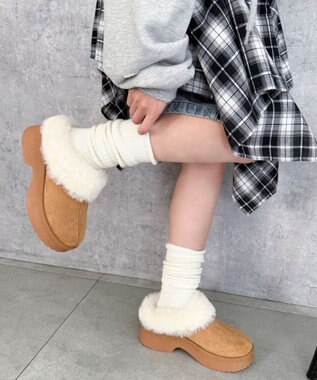 WEGO 【25年秋冬新作/あったかい】ムートンタッチサボ キャメル