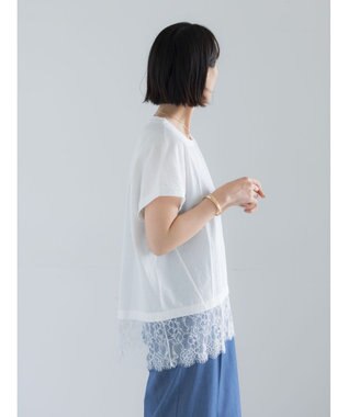 Te chichi 【接触冷感/マシンウォッシャブル】レースヘムTシャツ《2026 SUMMER LOOK item》 オフホワイト