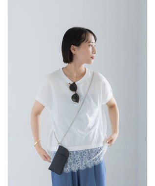 Te chichi 【接触冷感/マシンウォッシャブル】レースヘムTシャツ《2026 SUMMER LOOK item》 オフホワイト