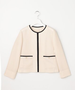 ANY SIS S シアーメッシュ ノーカラージャケット ライトベージュ×ブラック