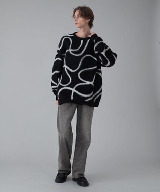 WEGO 【ユニセックス着用ITEM/MLサイズ展開】ファジーパターンプルオーバー ブラック