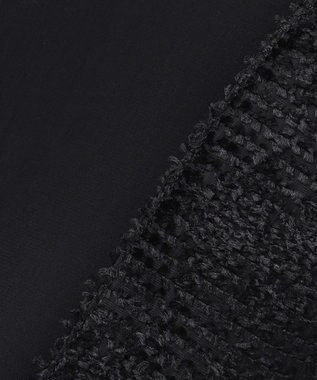 ICB ダイヤカットジャカードブラウス ブラック系