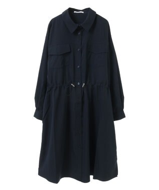 Green Parks ミディ丈ミリタリーシャツワンピース Dark Navy