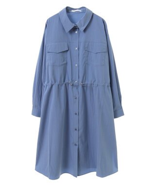 Green Parks ミディ丈ミリタリーシャツワンピース Blue