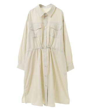 Green Parks ミディ丈ミリタリーシャツワンピース Ecru