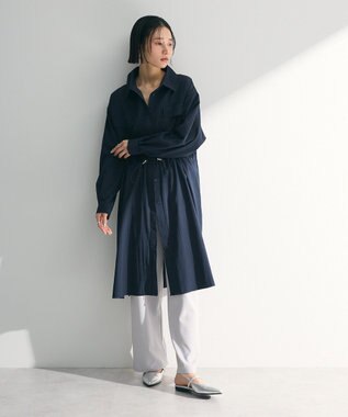 Green Parks ミディ丈ミリタリーシャツワンピース Dark Navy